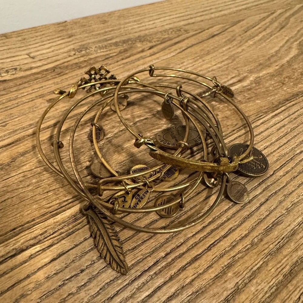Alex and Ani Cross Wrap Wire Bangle Bracelet - Rafaelian Gold Finish